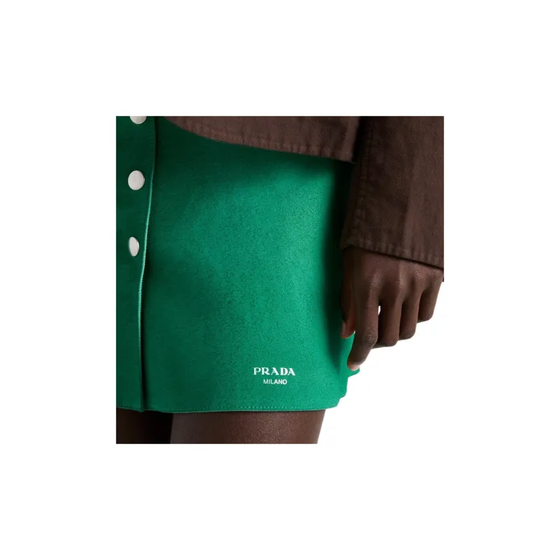 PRADA Leather Short Skirts Women's Green-5