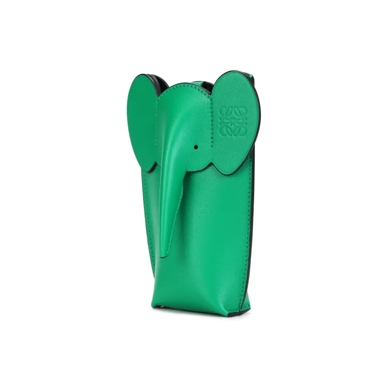 LOEWE Elephant Pocket In Classic Calfskin Jungle Green-1