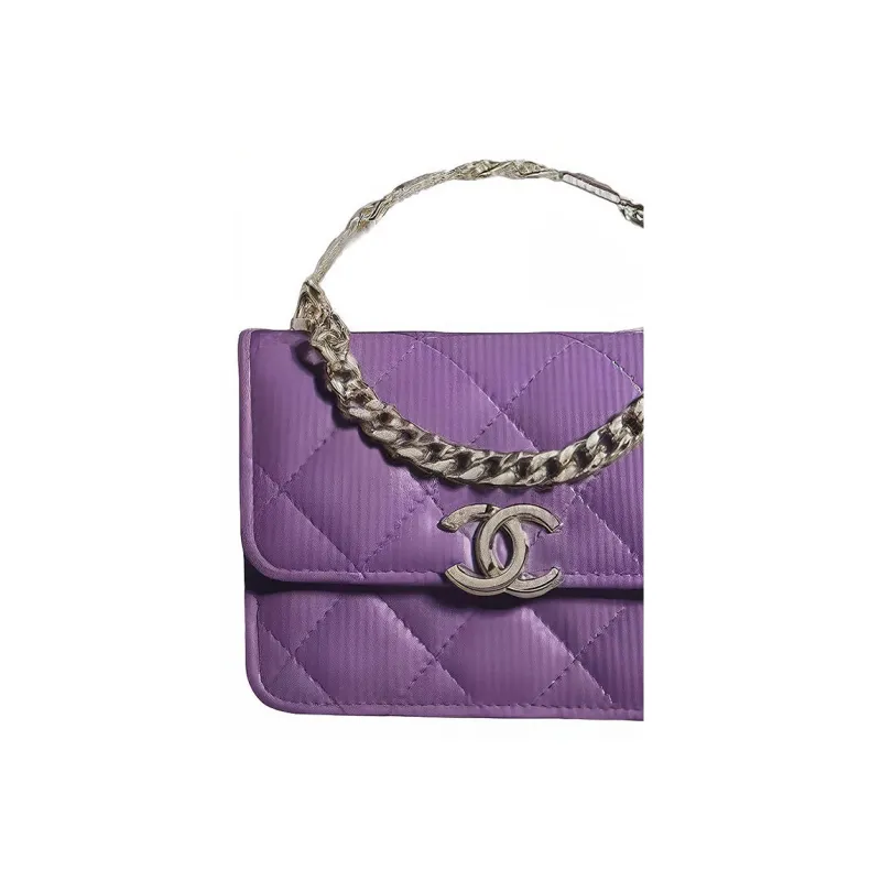 CHANEL 22SS Sheepskin Handbag, Shoulder Bag, Crossbody Bag Mini Women's Purple-2