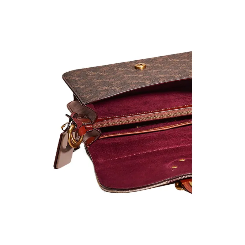 COACH Beat Canvas With Leather Saddle Bag, Portable Crossbody Bag, Shoulder Bag Medium Size Women's-3