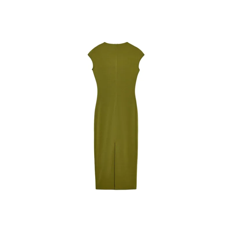 ZARA Short Sleeved Dress Women's Olive Green-1