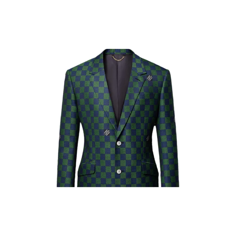 LOUIS VUITTON Jacquard Damier Wool Single Breasted Jacket-4