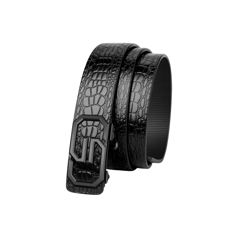 CATELLES Non-Strap Crocodile Pattern Top Grain Cow Leather Leather Belts Men's Width: 3.5cm-1