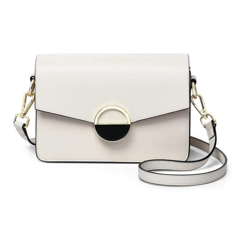 PT'SON Cow Leather Small Square Bag Shoulder Bag Crossbody Bag Regular Women's Ecru/Black-3