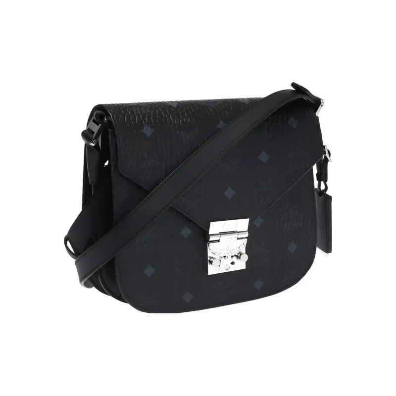 MCM Patricia Visetos Leather Messenger Bag Shoulder Bag Crossbody Bag Women's Black-1