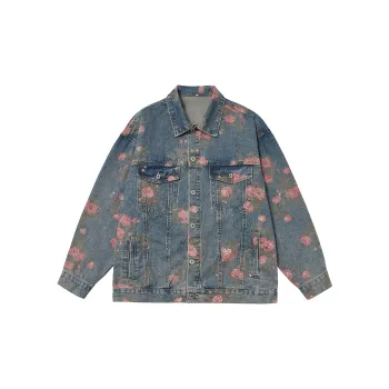 HOKLV Classic Denim Jacket Unisex Blue Tone Presentation