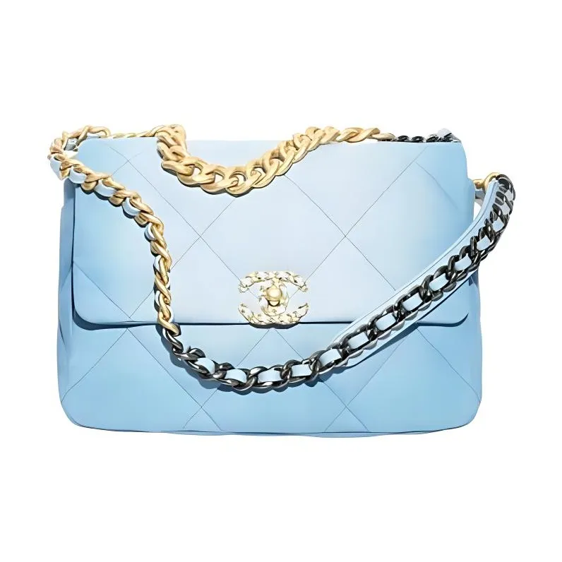 CHANEL 19Bag Denim Fabric Crossbody Bags Tubas Women's Blue & Light Blue-1