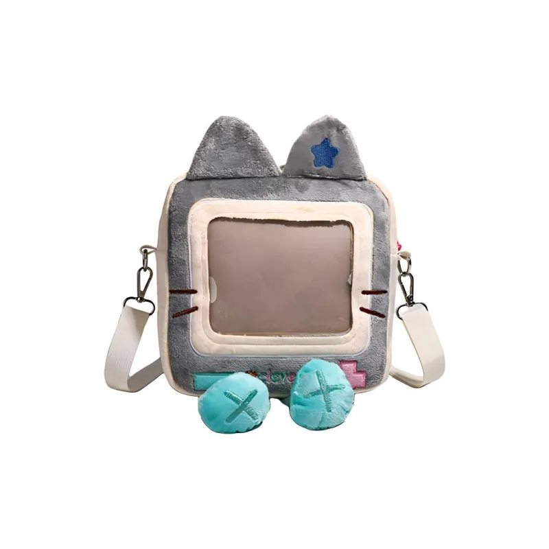 NX DOUGHNUT Faux Plush Shoulder Bag Women's Gray-1
