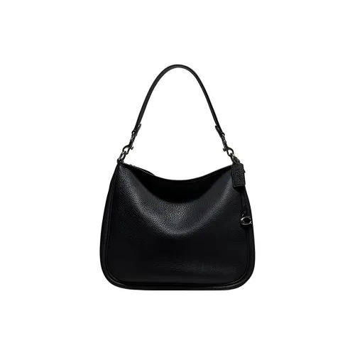 COACH Cary Pebbled Leather Handbag, Shoulder Bag Large Size Women's Black
