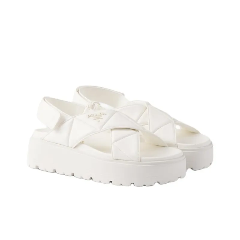 PRADA Cross One Strap Sandals 4.5cm Women's White-2