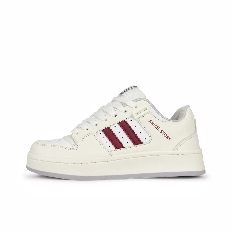 Rongchuan Anti-Slip And Wear-Resistant Lightweight Low-Top Skateboard Shoes Unisex Beige Red-0