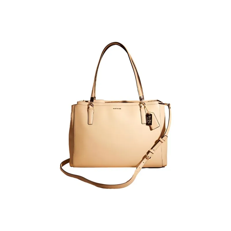COACH Madison Leather Tote Bag Shopping Bag One Shoulder Handbag Large Size Women's Tan-0