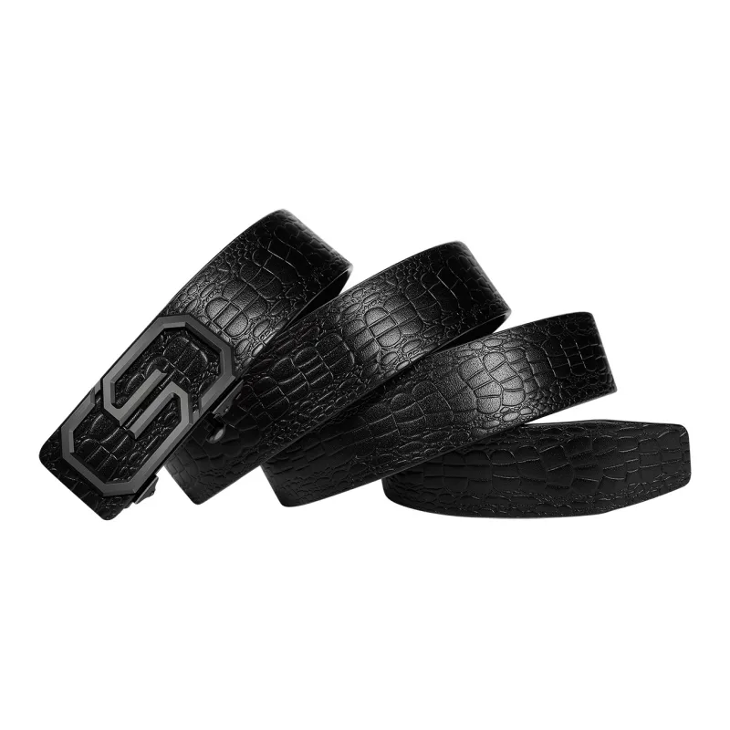 CATELLES Non-Strap Crocodile Pattern Top Grain Cow Leather Leather Belts Men's Width: 3.5cm-2