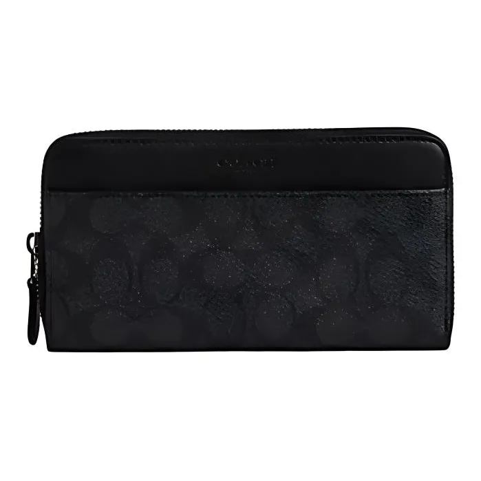 COACH Accordion Wallet Coated Canvas With Smooth Calfskin Wallet Men's Bronze & Charcoal & Black-0