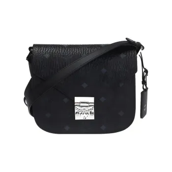 MCM Patricia Visetos Leather Messenger Bag Shoulder Bag Crossbody Bag Women's Black