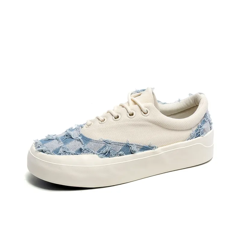 12345 Platform White Sneakers Abrasion Resistant, Lightweight, And Breathable Low Top Canvas Shoes Men's-17