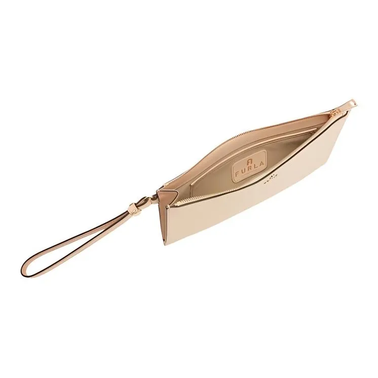 Furla Leather Envelope Bag Clutches Women's Light Pink-3