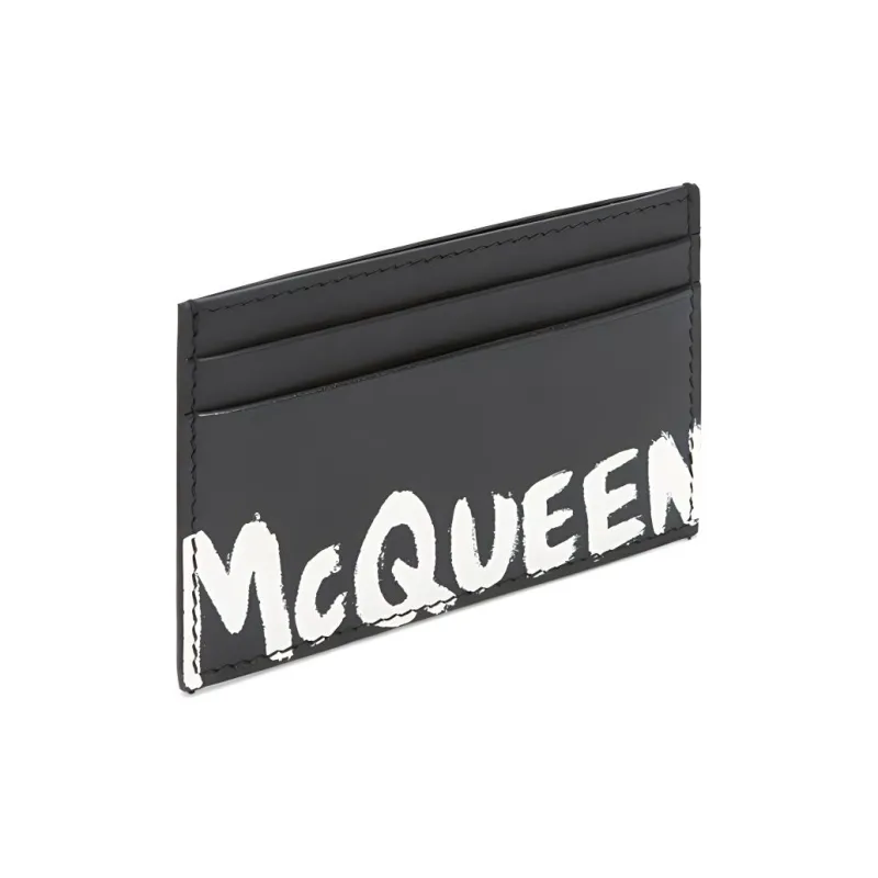 Alexander McQueen Graffiti Cow Leather Card Holder Card Holder Men's Black-1