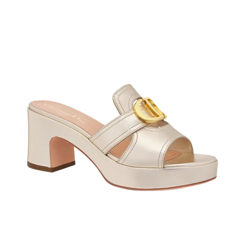 DIOR 30 Montaigne Slip Resistant Slide Slippers 7cm Women's Gold-2