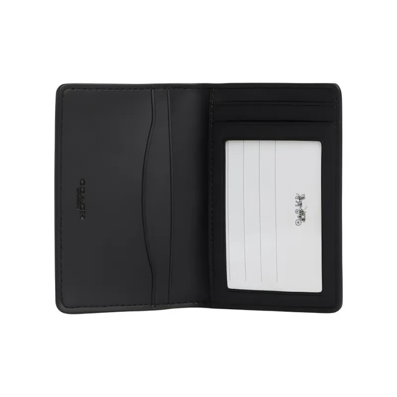 COACH Coated Canvas Card Holder Men's Charcoal & Black-4