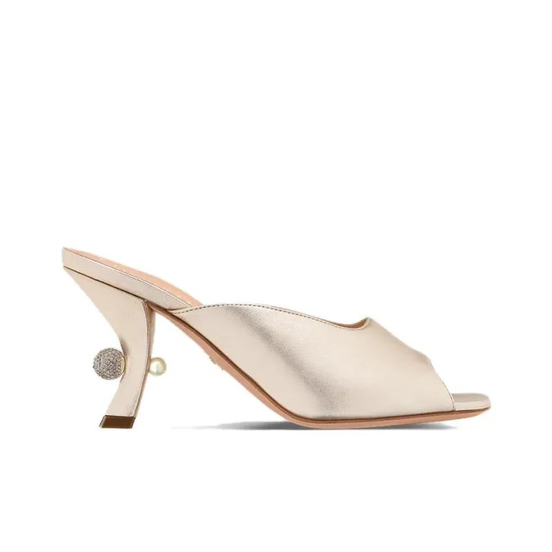 DIOR Tribales Slide Slippers 8cm Women's Gold-1