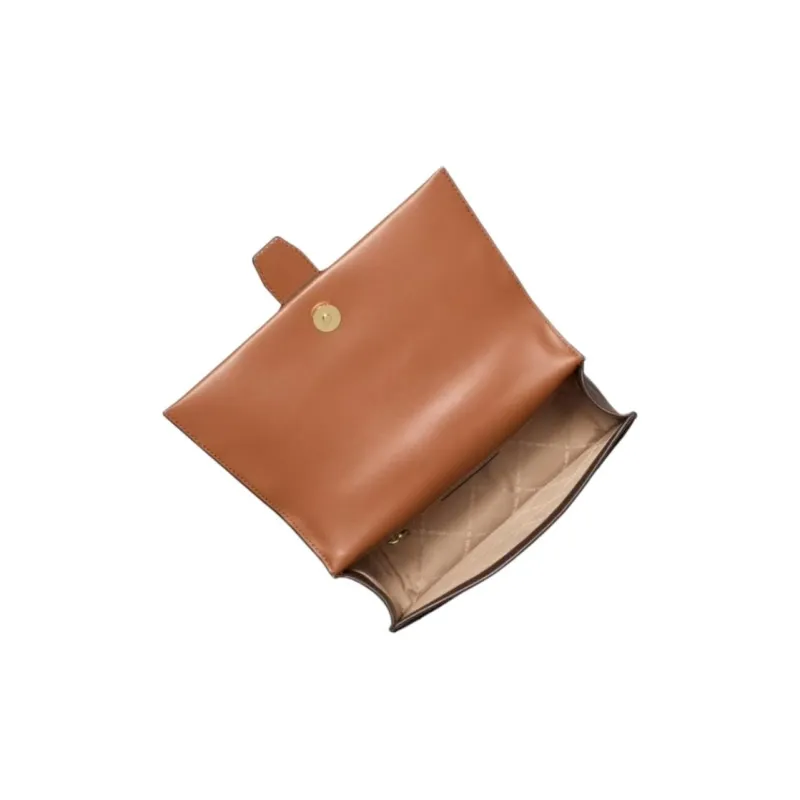 MICHAEL KORS Greenwich Artificial Leather One Shoulder Handbag Medium Size Women's Dark Brown & Black & Leather Brown-1