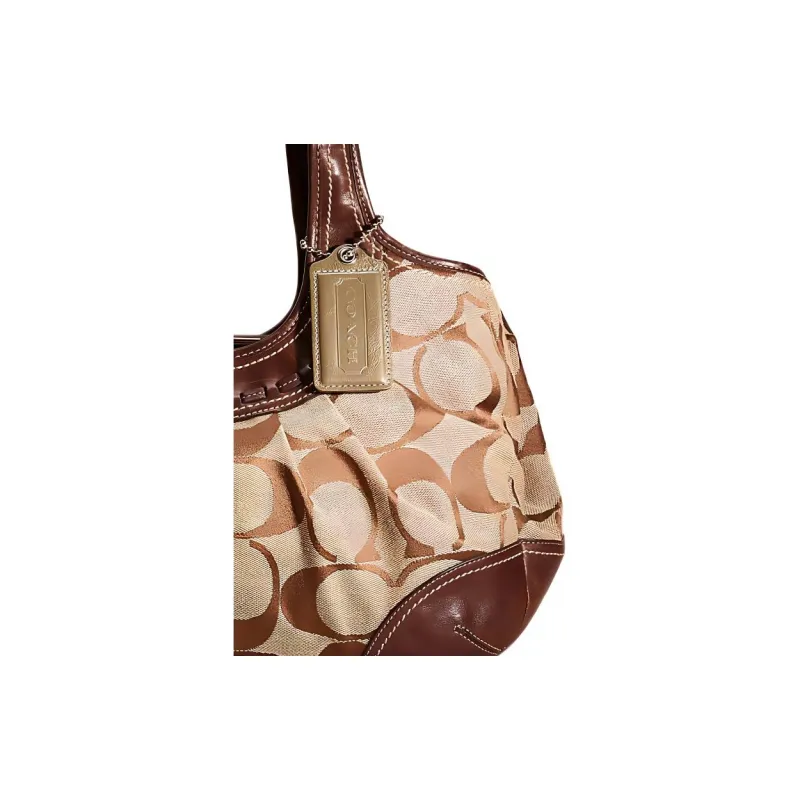 COACH Ergo Canvas With Leather Canvas Bag Handbag Shoulder Bag Crossbody Bag Large Size Women's Chocolate Khaki-1