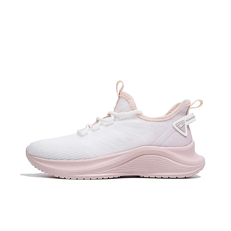 Warrior Cushioned Wear-Resistant Breathable Low-Top Casual Running Shoes Women's White Pink-0