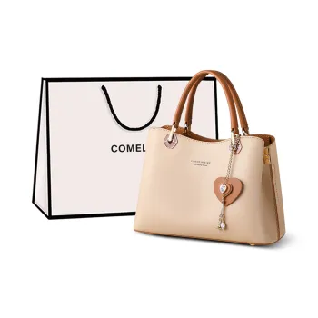 COMELY Cow Leather Shoulder Bag Crossbody Bag Handbags Regular Women's Milk Tea Beige