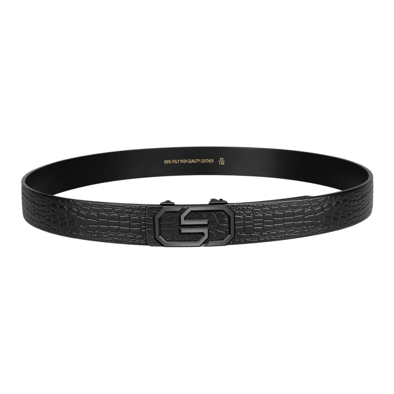 CATELLES Non-Strap Crocodile Pattern Top Grain Cow Leather Leather Belts Men's Width: 3.5cm-3
