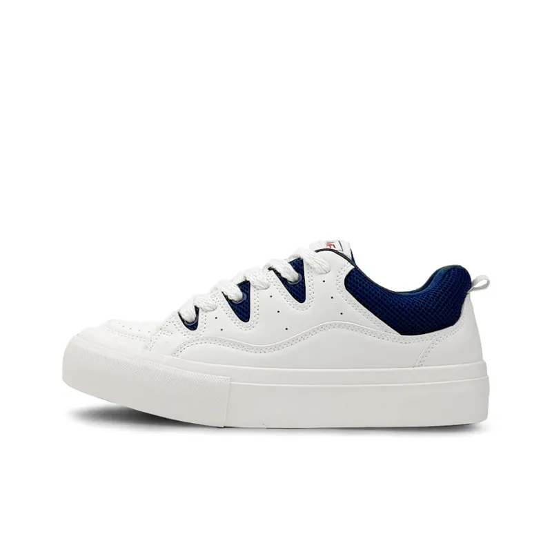 Mengsai Abrasion Resistant Slip Resistant Low Top Skateboard Shoes Men's Beige Blue-1