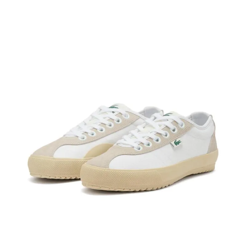 LACOSTE Low-Top Canvas Shoes Women's White Brown-1
