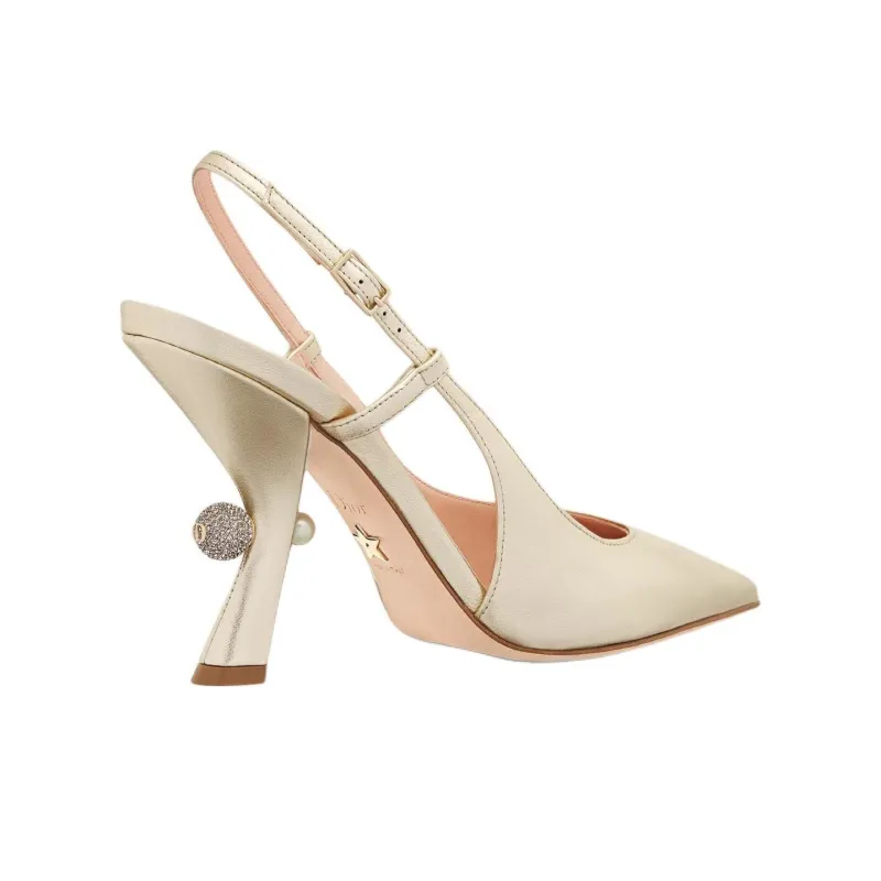 DIOR Tribales Irregular Heel High Heels 10cm Women's Gold-3