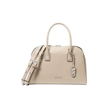 MICHAEL KORS Cow Leather Boston Bag, Shoulder Bag, Crossbody Bag, Handbag Medium Size Women's Light Sand