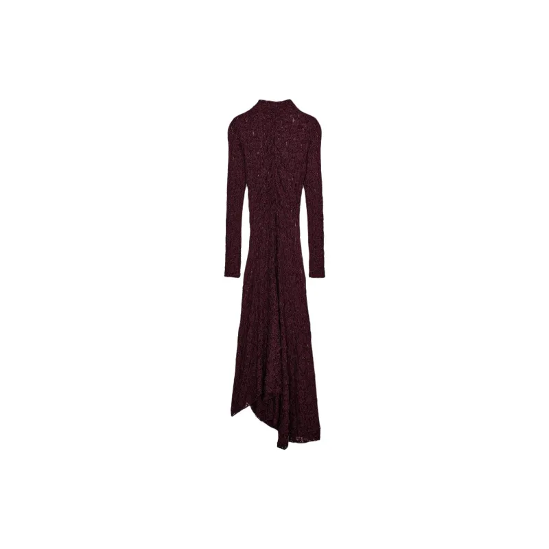 ZARA Long-Sleeved Dresses Women's Burgundy Red-1