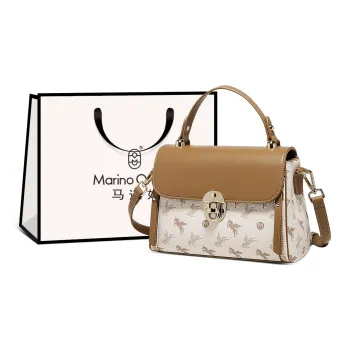 Marino Orlandi Synthetic Leather Kelly Bag Shoulder Bag Crossbody Bag Handbag Large Size Women's Coffee