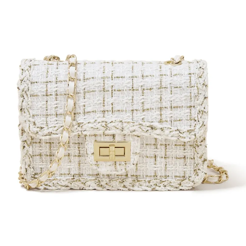 Marino Orlandi Fabric With Synthetic Leather Small Square Bag Shoulder Bag Women's Ecru-1