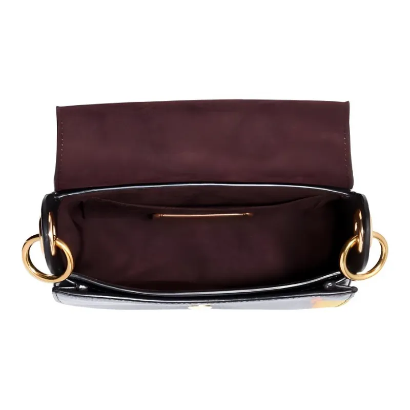 COACH X Jean Michel Basquiat Kleo Leather Saddle Bag, One Shoulder Handbag, Crossbody Bag Trumpets Women's Black-2