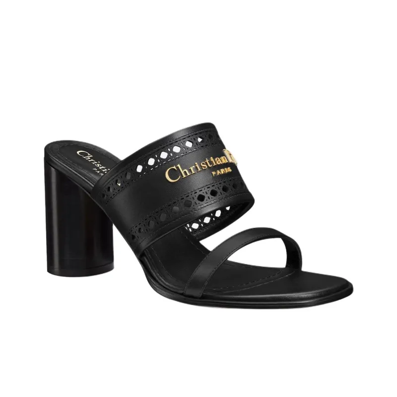 DIOR D-Lane Slip-Resistant Slide Slippers 8cm Women's Black-2