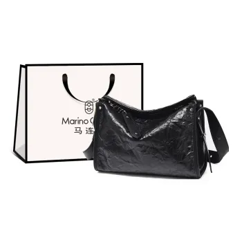Marino Orlandi Cow Leather Bonded Synthetic Leather Crossbody Bag Large Size Women's Silver/Milkshake White/Black