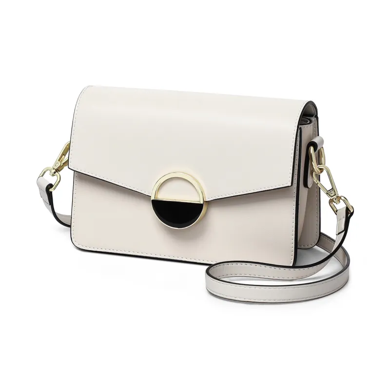 PT'SON Cow Leather Small Square Bag Shoulder Bag Crossbody Bag Regular Women's Ecru/Black-2