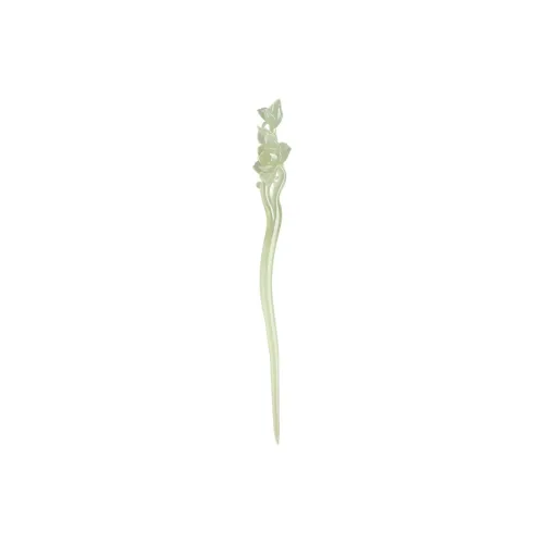 Jade Said Hetian Jade Hairpin Pale Greenish White Jade Unisex