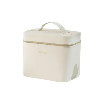 Boniu PU Handheld Makeup Bag Regular Women's Milk White/Light Coffee/Caramel