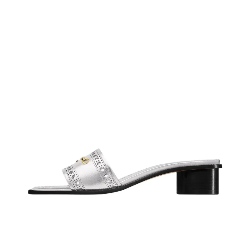 DIOR D-Lane Slide Slippers 3.5cm Women's Silver-0