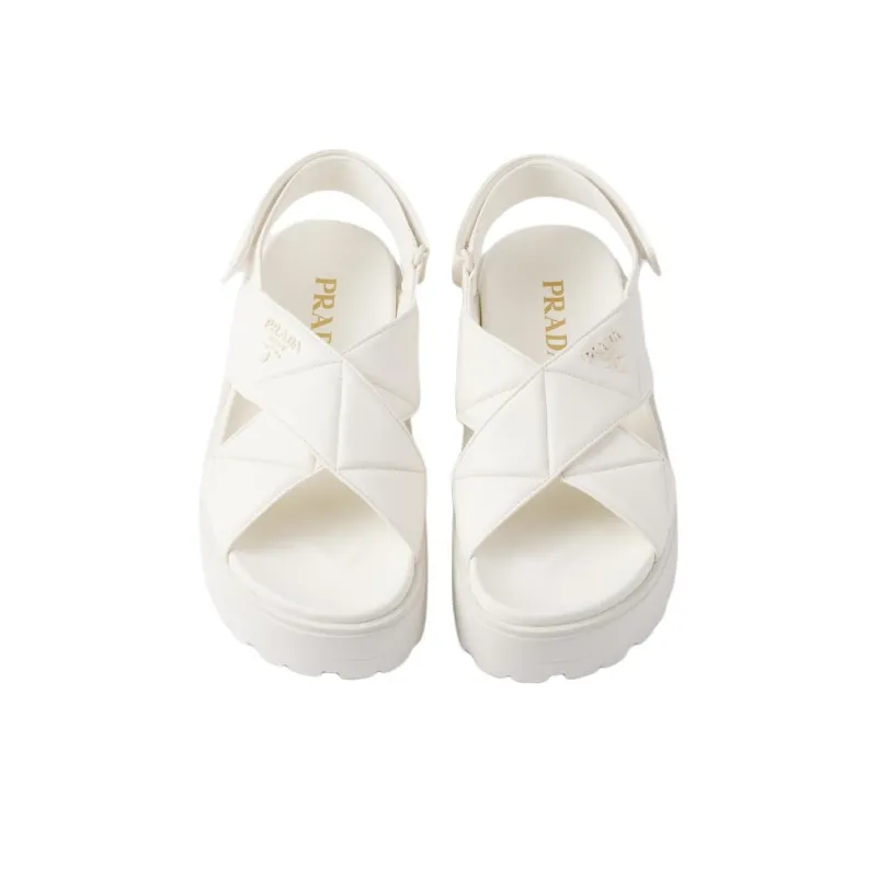 PRADA Cross One Strap Sandals 4.5cm Women's White-3