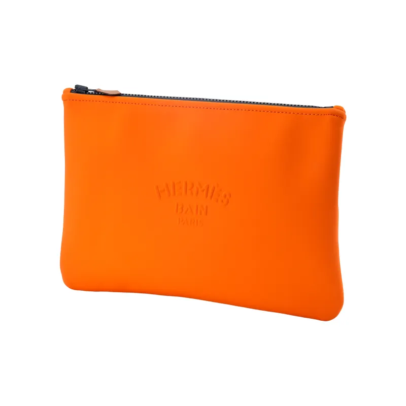 HERMES Polyamide Clutch Medium Size Women's Orange-1