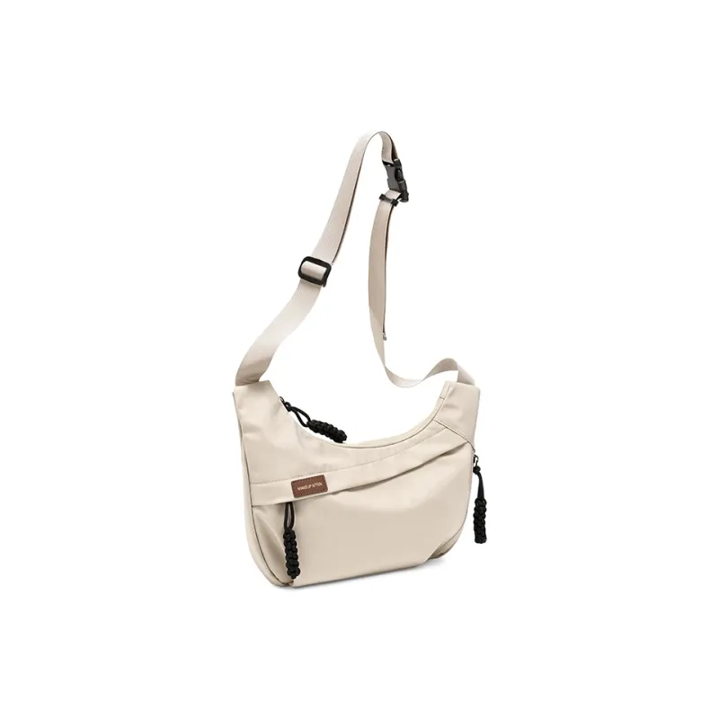MAKEUP KITTEN Nylon Fabric With Synthetic Leather Crossbody Bag Shoulder Bag Regular Unisex Black/Khaki-7
