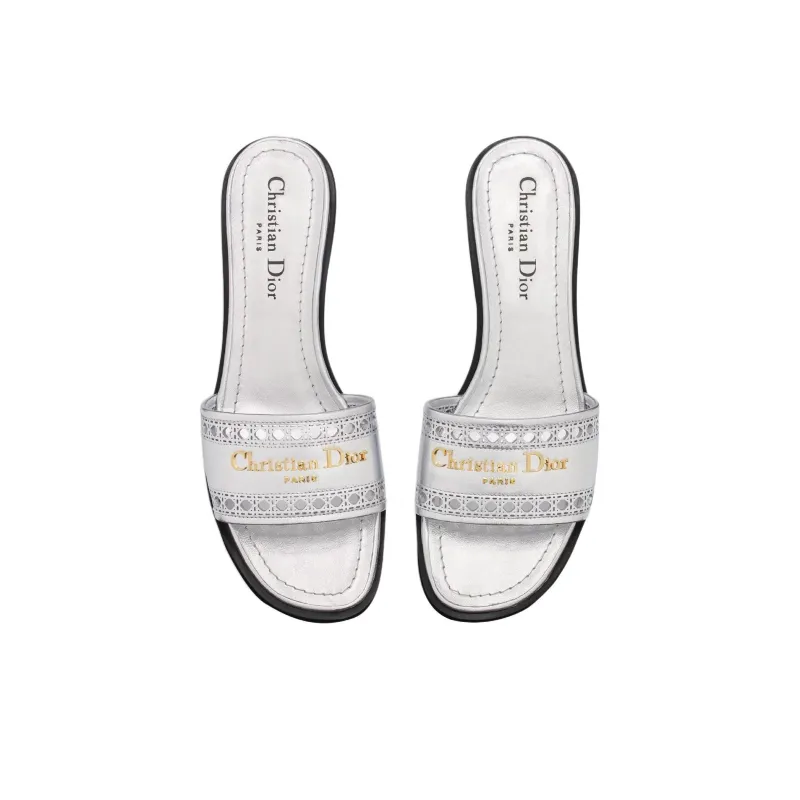 DIOR D-Lane Slide Slippers 3.5cm Women's Silver-4