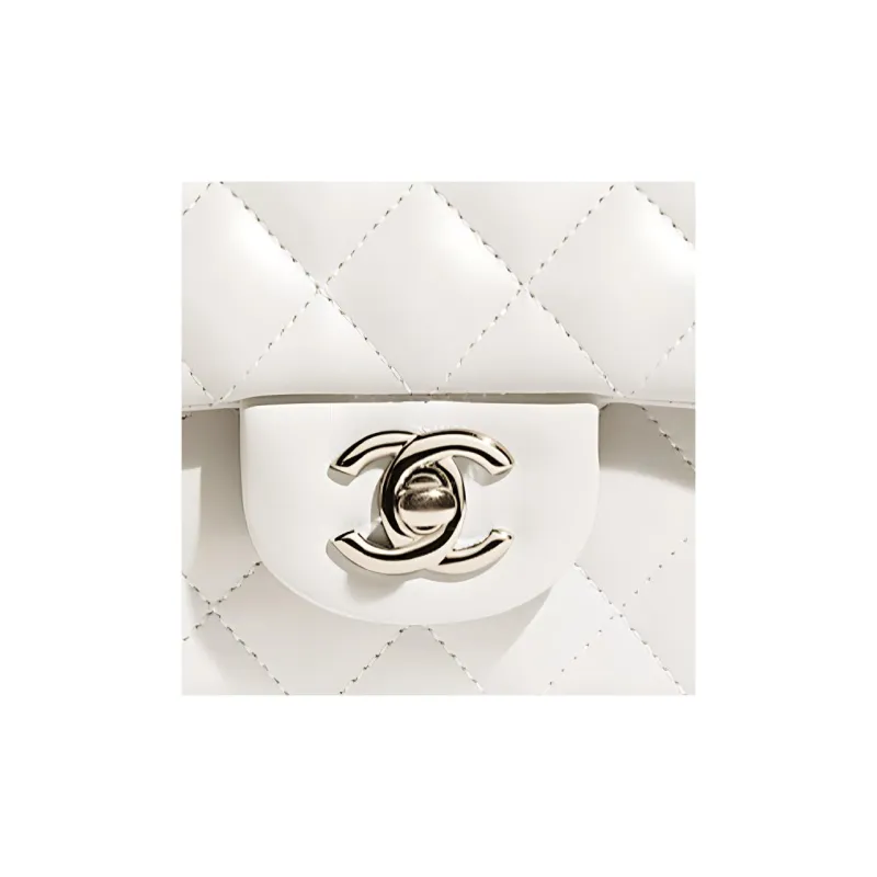 CHANEL Classic Flap CF Sheepskin Shoulder Bag, Crossbody Bag Women's White-1