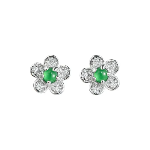 PEARL QUEEN Glutinous Jade Jadeite Stud Earrings Women's